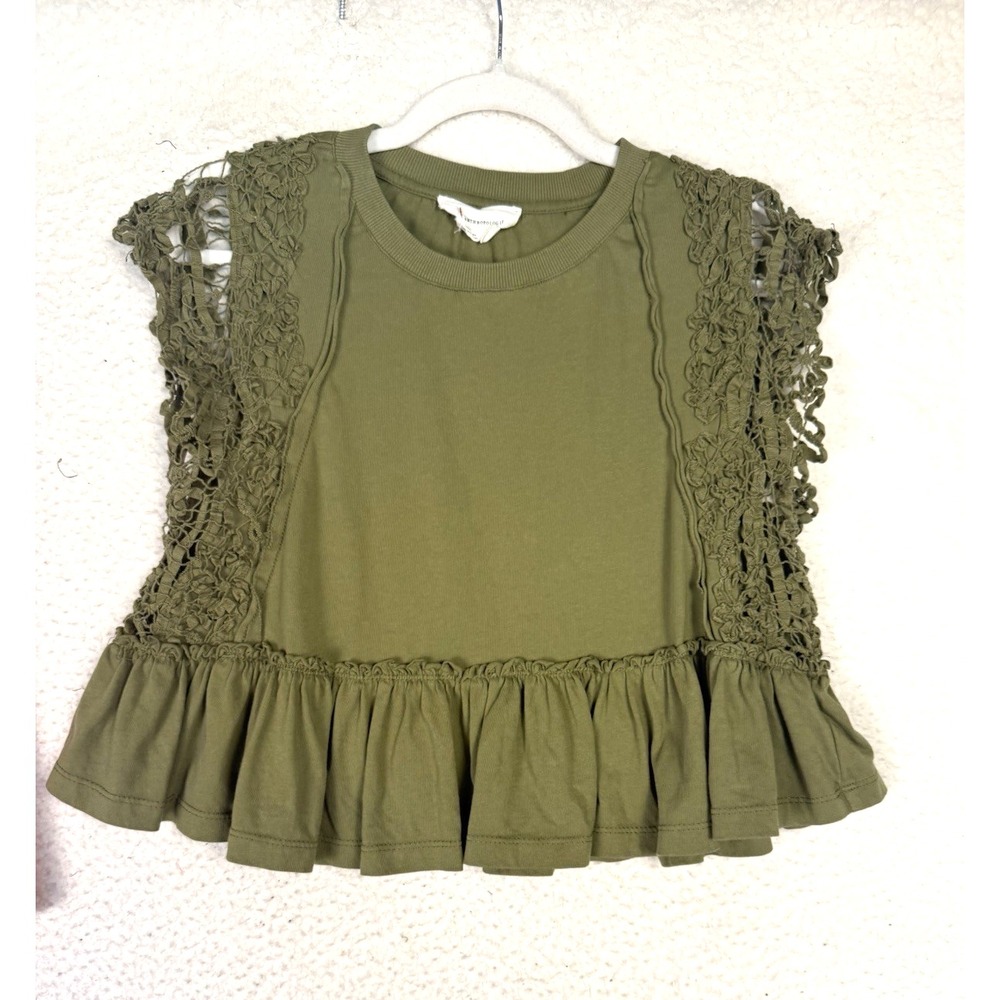 Anthropologie Moss Babydoll Lace Top Size XS Cottagecore Cropped Whimsy Fairy